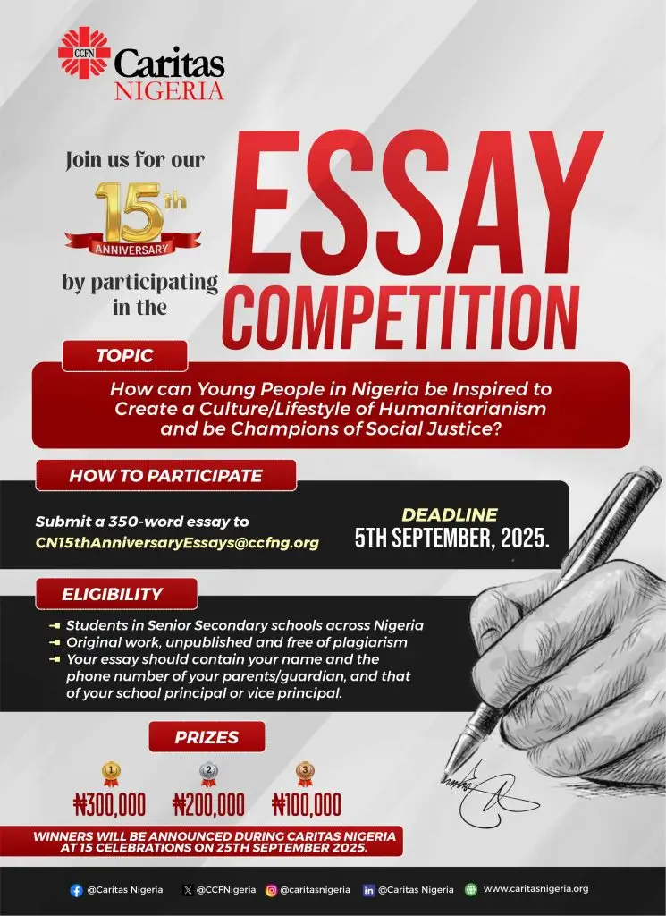 Caritas Nigeria at 15th Anniversary Essay Competition for Students in Senior Secondary school across Nigeria.